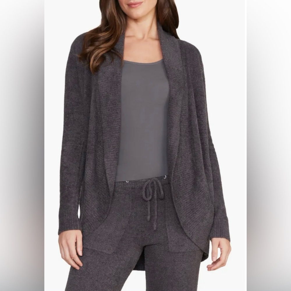Barefoot dreams cozy chic lite circle cardigan in carbon color